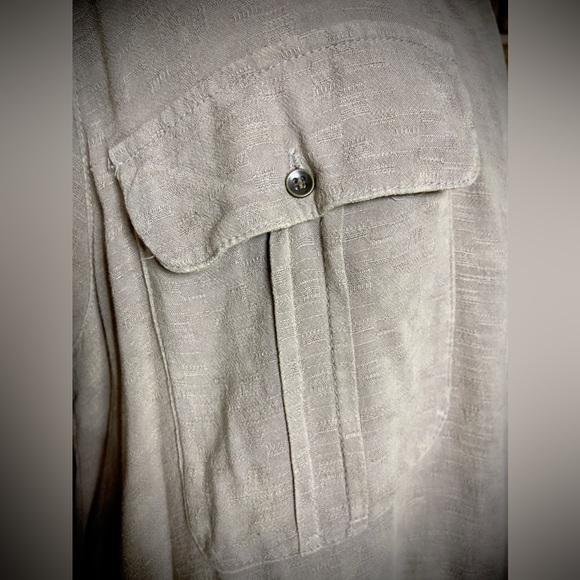 GIMMICKS Tan Long Sleeve High/Low Hem Drawstring Gathered at the Back Tunic - Picture 2 of 9